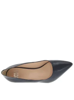 Escarpins en cuir bleu marine, première cuir à enfiler, à talon haut stiletto