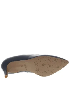 Escarpins en cuir bleu marine, première cuir à enfiler, à talon haut stiletto