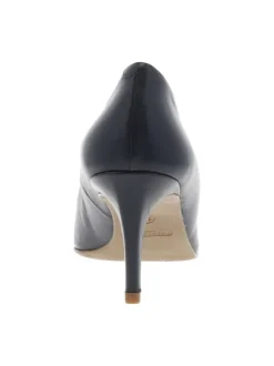 Escarpins en cuir bleu marine, première cuir à enfiler, à talon haut stiletto
