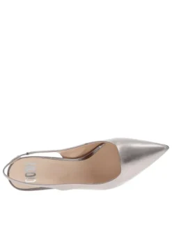 Escarpins en cuir rose gold aspect métallisé avec un talon entonnoir