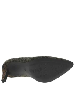 Escarpins léopard à semelle à talon décroché haut avec des paillettes