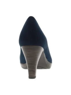 Escarpins marine avec talon bottier et décolleté arrondi effet cuir suède all over