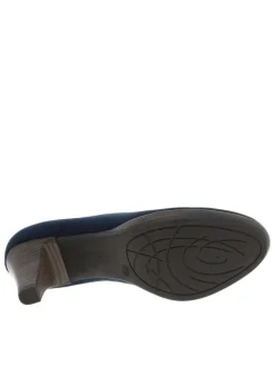 Escarpins marine avec talon bottier et décolleté arrondi effet cuir suède all over