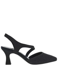Escarpins marine à paillettes avec semelle noire et talon décroché moyen