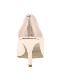 Escarpins roses gold décolleté simple en cuir à talon aiguille