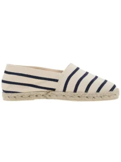 Espadrilles femme à rayures écrues et semelle de corde