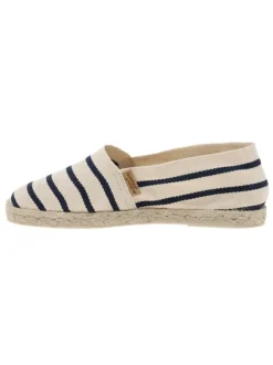 Espadrilles femme à rayures écrues et semelle de corde