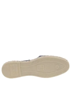 Espadrilles mixtes en tissu marine avec une semelle plate et Slip-on