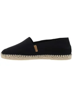 Espadrilles mixtes noires unies avec un style décontracté et Slip-On
