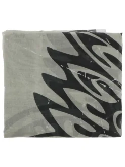 Foulard en coton blanc transparent avec des imprimés noirs et rouges