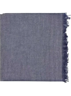 Foulard marine uni légèrement transparent de forme rectangulaire