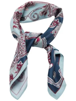 Foulard bleu ciel à motifs de forme carré avec un imprimé cachemire