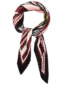 Foulard bordeaux à rayures imprimées avec un effet plissé