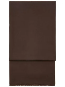Foulard chocolat uni en maille fine avec des bords effilochés