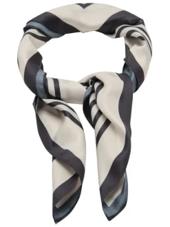 Foulard écru pourvu de motifs géométriques et d'une forme carré