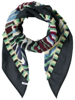 Foulard en coton multicolore à motifs pourvu d'une forme triangulaire