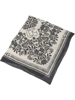 Foulard en coton noir à motifs légèrement transparent de forme carré
