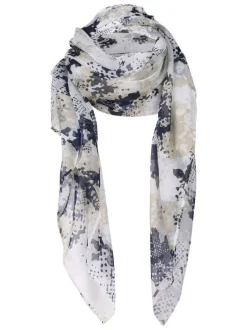 Foulard en voile léger blanc avec un imprimé tacheté bicolore