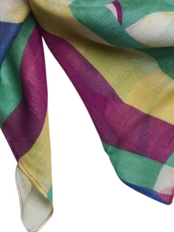 Foulard multicolore à imprimé abstrait avec surpiqûres ton sur ton
