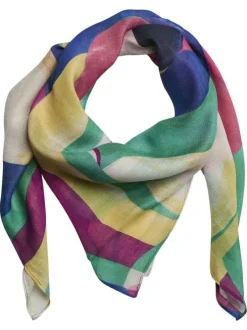 Foulard multicolore à imprimé abstrait avec surpiqûres ton sur ton