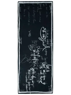 Foulard noir avec des imprimés blancs et un revêtement en maille tressée