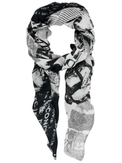 Foulard noir avec des imprimés journaux
