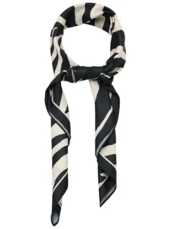 Foulard noir et blanc satiné à motif animalier imprimé all-over