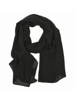 Foulard noir uni avec le nom de la marque décoratif imprimé en fond