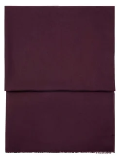 Foulard prune uni en maille fine avec des bords effilochés