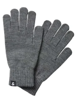 Gants Barry gris unis avec les poignets élastiqués en bord côte