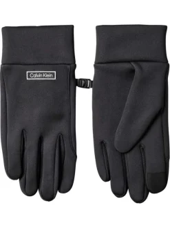 Gants noirs unis avec le nom de la marque en blanc