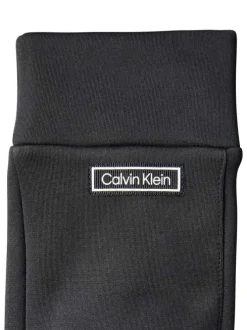Gants noirs unis avec le nom de la marque en blanc