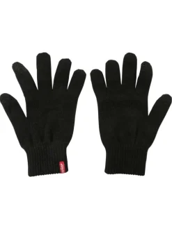 Gants noirs unis compatibles avec écrans tactiles et étiquette de la marque