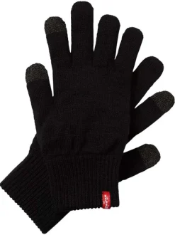 Gants noirs unis compatibles avec écrans tactiles et étiquette de la marque