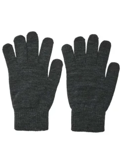 Gants anthracite uni légèrement chiné avec des poignets en bord côte