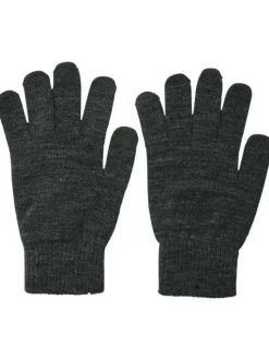 Gants anthracite uni légèrement chiné avec des poignets en bord côte