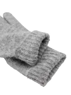 Gants gris aspect moucheté en maille tricotée effet lainage