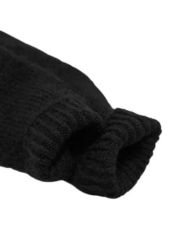 Gants noirs en maille tricotée effet lainage pourvue de bords côtelés