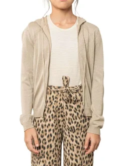 Gilet beige uni pourvu d'une coupe droite et de manches longues