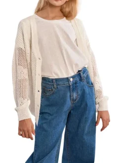 Gilet blanc uni pourvu de manches longues et d'une coupe droite