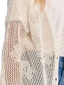 Gilet blanc uni pourvu de manches longues et d'une coupe droite