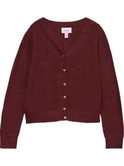 Gilet bordeaux uni avec un col v et une boutonnière en forme de coeur