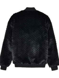 Gilet noir uni à coupe droite, col bomber et à manches longues