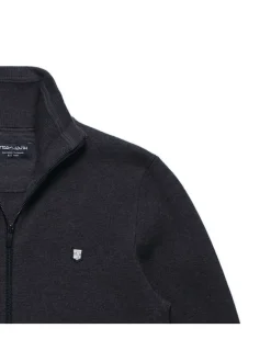 Gilet anthracite uni 100% coton coupe régular avec un col cheminée