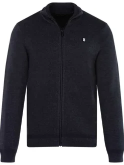 Gilet anthracite uni 100% coton coupe régular avec un col cheminée