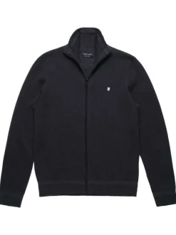 Gilet anthracite uni 100% coton coupe régular avec un col cheminée