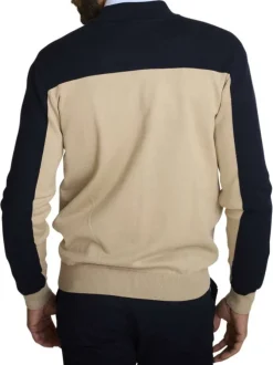 Gilet beige à coupe ajustée pourvu de manches longues tricolores