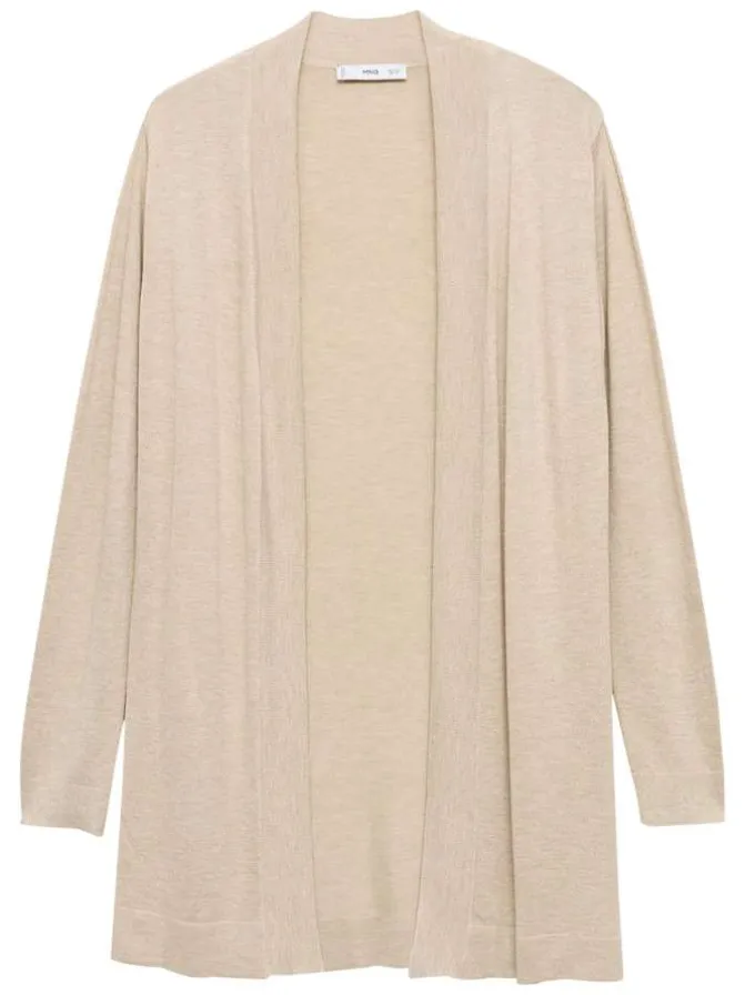 Gilet beige uni avec une coupe droite et des manches longues