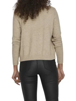 Gilet beige uni avec une coupe droite et des manches longues