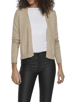 Gilet beige uni avec une coupe droite et des manches longues